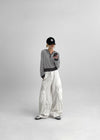 Rocker Henley Neck Striped Hooded Long Sleeve T-shirt