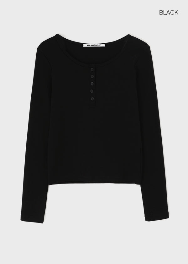 [B-BASIC] Light Standard Henley Neck Long Sleeve T-shirt (2SIZE)