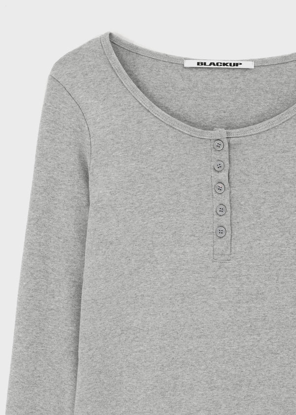 [B-BASIC] Light Standard Henley Neck Long Sleeve T-shirt (2SIZE)