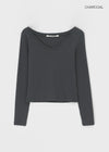 [B-BASIC] Soft Cotton V-Neck Long Sleeve T-Shirt (2SIZE)