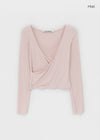 [B-BASIC] Tension Deep V-neck Wrap Long Sleeve T-shirt