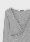 [B-BASIC] Tension Deep V-neck Wrap Long Sleeve T-shirt
