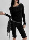 [MADE] Yusia Layered Snap Long Sleeve T-shirt
