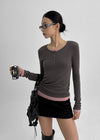 [MADE] Yusia Layered Snap Long Sleeve T-shirt