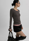 [MADE] Yusia Layered Snap Long Sleeve T-shirt