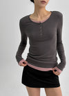 [MADE] Yusia Layered Snap Long Sleeve T-shirt