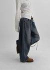 (UNISEX) Tendu Washed Balloon Cut Denim Pants