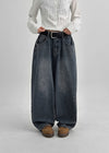 (UNISEX) Tendu Washed Balloon Cut Denim Pants