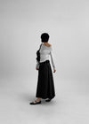 Parsley Rounding Unbalanced Shirring Long Sleeve T-shirt