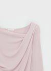 Parsley Rounding Unbalanced Shirring Long Sleeve T-shirt