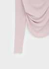 Parsley Rounding Unbalanced Shirring Long Sleeve T-shirt