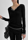 [MADE] Yusia Layered Snap Long Sleeve T-shirt