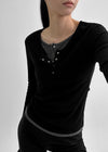 [MADE] Yusia Layered Snap Long Sleeve T-shirt