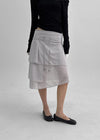 Ksheo Unbal Cancan Folding Midi Skirt