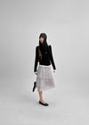 Ksheo Unbal Cancan Folding Midi Skirt