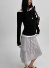 Ksheo Unbal Cancan Folding Midi Skirt