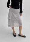 Ksheo Unbal Cancan Folding Midi Skirt