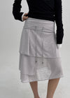 Ksheo Unbal Cancan Folding Midi Skirt