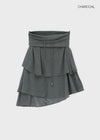 Ksheo Unbal Cancan Folding Midi Skirt