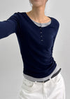 [MADE] Yusia Layered Snap Long Sleeve T-shirt