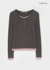 [MADE] Yusia Layered Snap Long Sleeve T-shirt