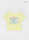 Pulse Print Semi-crop Short Sleeve T-shirt