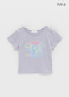 Pulse Print Semi-crop Short Sleeve T-shirt