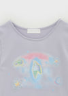 Pulse Print Semi-crop Short Sleeve T-shirt
