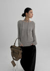 Rib Boatneck Knit Top & Muffler Set