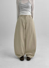 (UNISEX) Moyan Stripe Back Pocket Balloon Cotton Pants