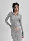 Hello Button Hooded Cardigan