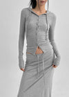 Hello Button Hooded Cardigan