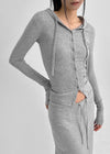 Hello Button Hooded Cardigan