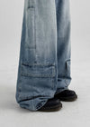 Hoke washing cargo denim pants