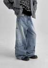 Hoke washing cargo denim pants