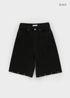 Noir Cotton Studded Bermuda Shorts