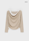Canny Halter Layered Off-shoulder Long Sleeve T-shirt