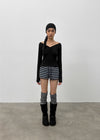 [MADE] Shabni V-neck Shirring Long-sleeved T-shirt