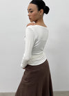 [MADE] Ponti V-Neck Wrap Long Sleeve Tee