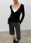 [MADE] Ponti V-Neck Wrap Long Sleeve Tee