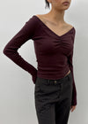 [MADE] Shabni V-neck Shirring Long-sleeved T-shirt