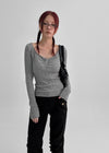 [MADE] Kariba Henley Neck Lace Long Sleeve Tee