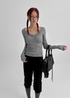 [MADE] Kariba Henley Neck Lace Long Sleeve Tee