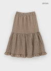 Lily Check Frill Cancan Long Skirt