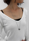 Frau Silver Pendant Drop Necklace