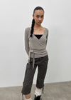 [MADE] Ponti V-Neck Wrap Long Sleeve Tee