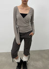 [MADE] Ponti V-Neck Wrap Long Sleeve Tee
