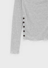Kariko Off-shoulder Slit Button Long-sleeved T-shirt