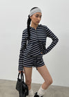 [MADE] Betty Stripe Frill Hooded Zip-Up (Set Available)