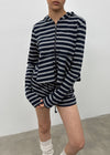 [MADE] Betty Stripe Frill Hooded Zip-Up (Set Available)